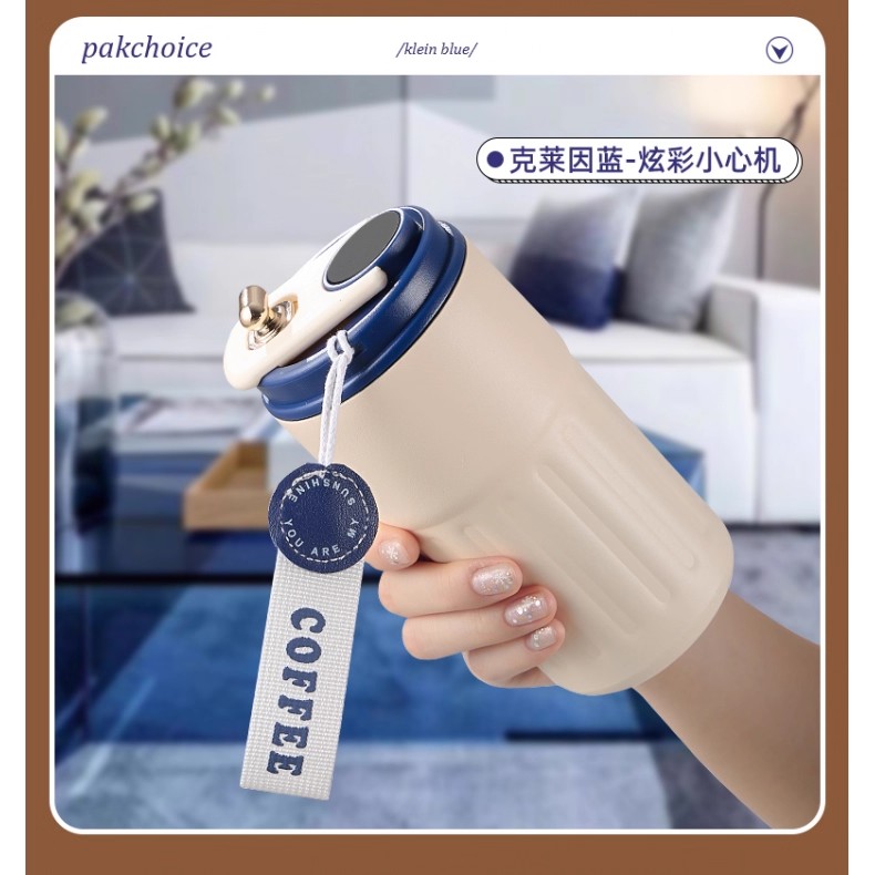 高颜值办公室精致随行水杯新款不锈钢智能温显咖啡保温杯