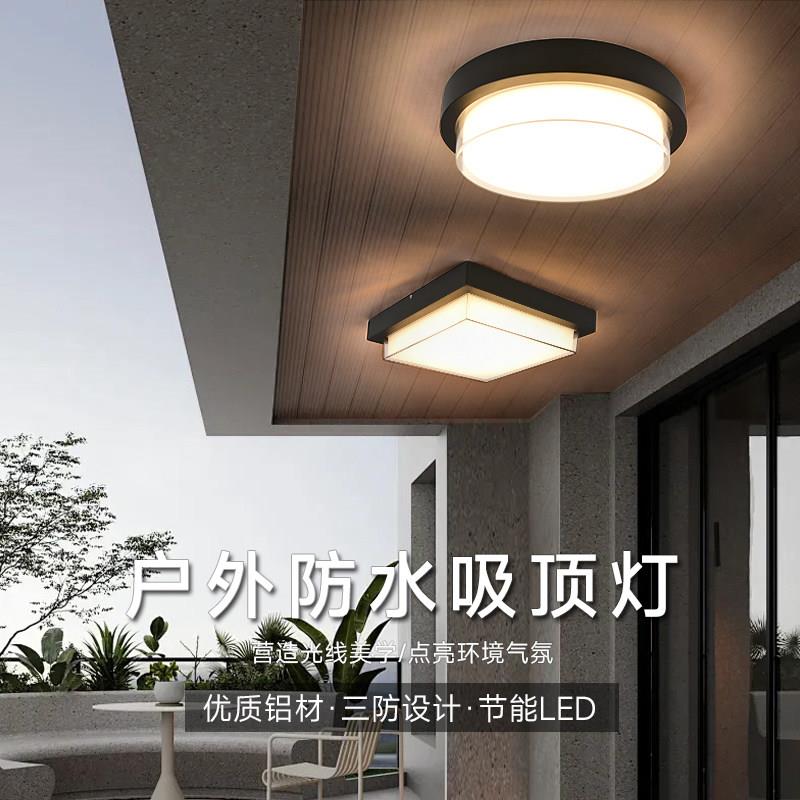 防水吸顶灯防蚊虫户外阳台简约庭院凉亭门口走廊房檐卫生间吊顶灯