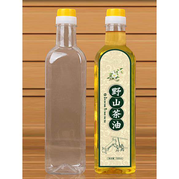 1000ML橄榄油瓶食用包装2斤壶山茶亚麻空PET透明塑料瓶子带盖方形