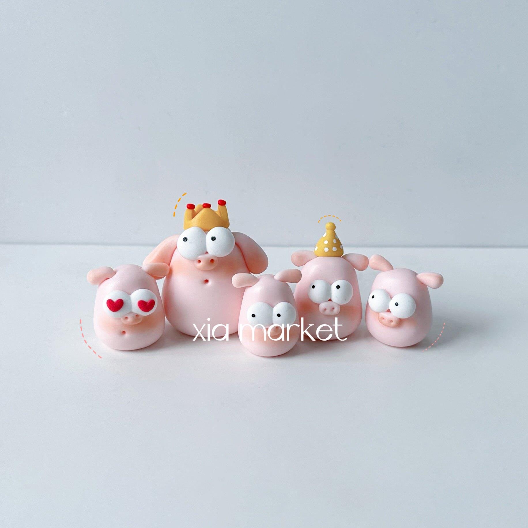 XIA 原创自制树脂粘土小猪可爱家居摆件装饰品 汽车内装饰摆件