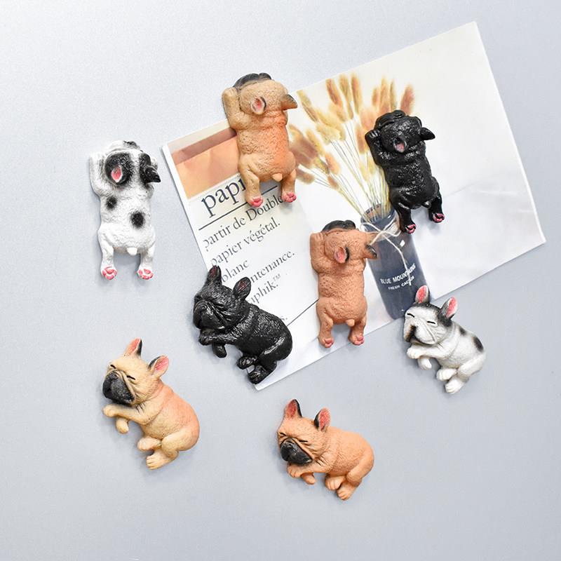 小法斗冰箱贴可爱宠物小狗法国斗牛犬磁铁立体树脂磁贴动物黑色