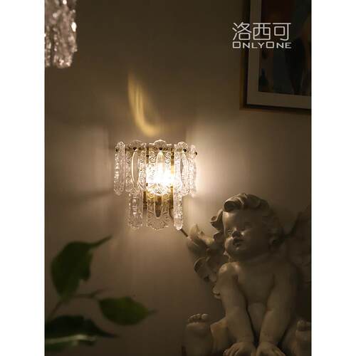 洛西可复古中古玻璃壁灯美式法式客厅电视墙卧室壁灯走廊床头壁灯