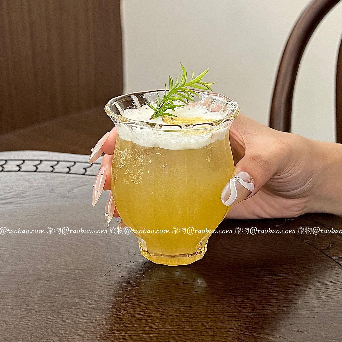 莲花花茶创意花朵闻香杯耐热功夫小茶杯小众透明玻璃大肚咖啡杯