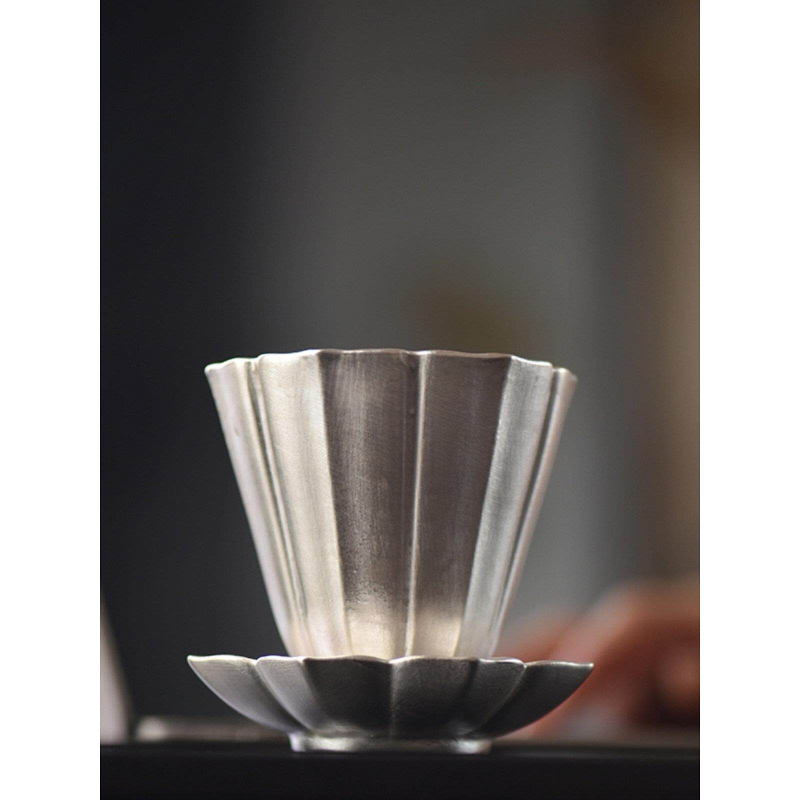 沐春堂 皎兮 景德镇陶瓷鎏银花口杯 梅花碗果盘甜品碟子