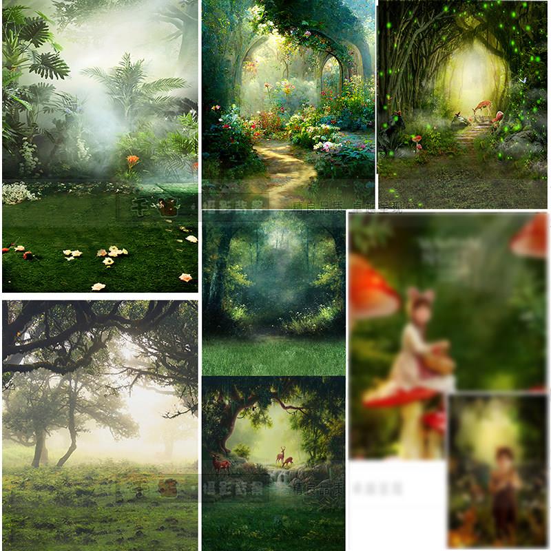 梦幻森林儿童拍照背景布 影楼少女写真树林精灵森系翅膀摄影背景