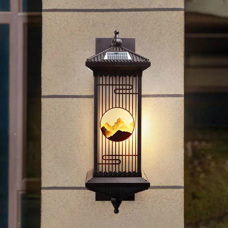 户外太阳能壁灯室外防水阳台庭院大门灯花园围墙灯中式别墅LED灯