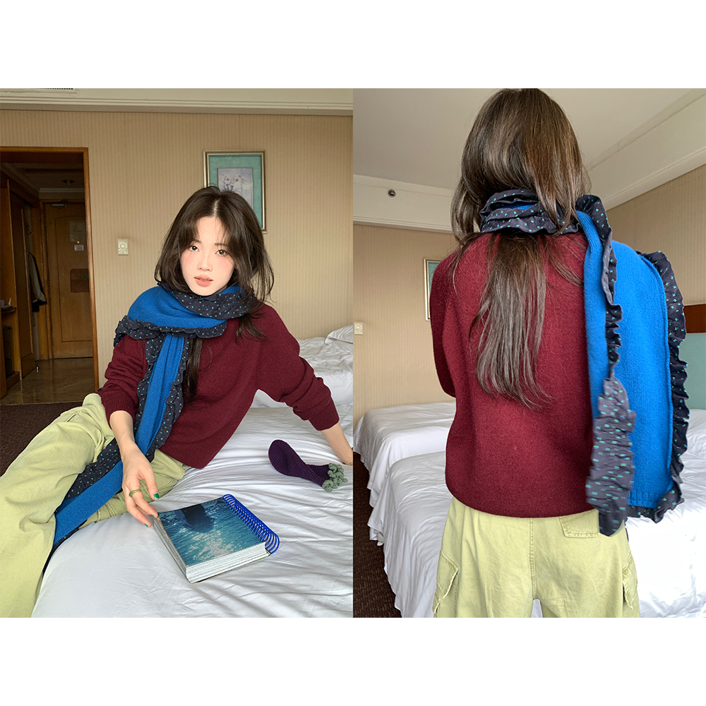 日系慵懒软糯套头宽松圆领毛衣