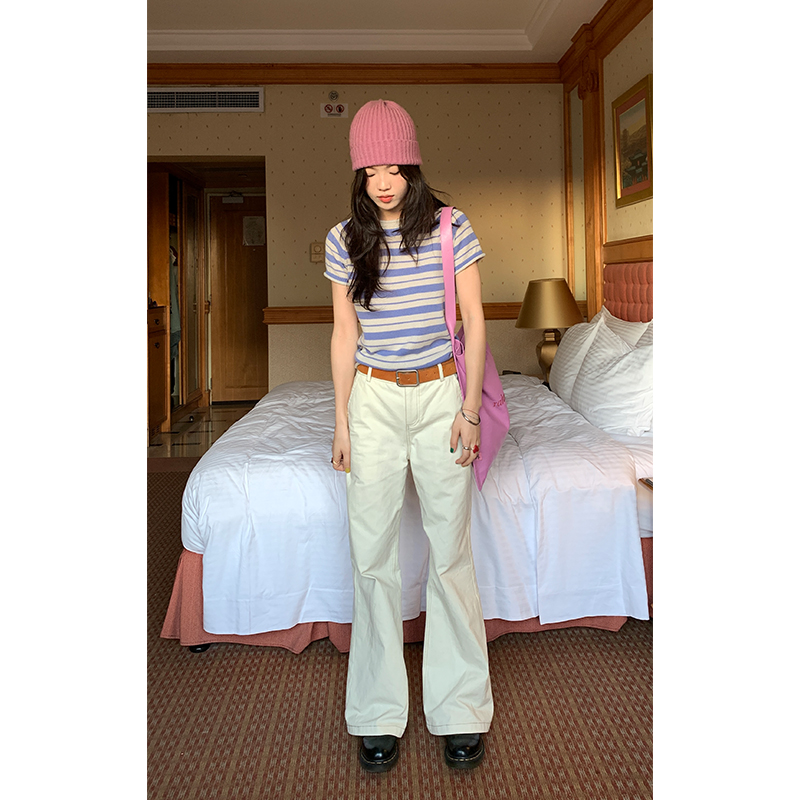 通勤百搭微喇纯棉休闲裤