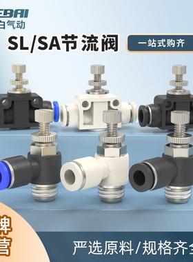 气动气缸SA流量调速阀节流阀调节气阀SL4/6/8/10-M5/01/02/03/04