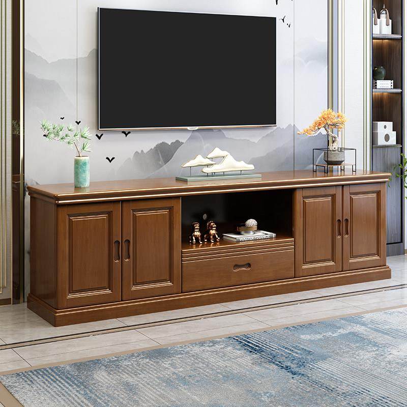 实木电视柜中式客厅大容量多功能储物地柜卧室加高置物影视柜组合