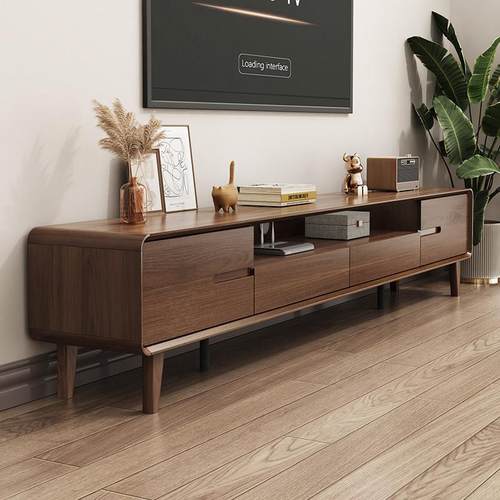 实木电视柜客厅家用靠墙茶几电视机柜组合2025新款简约储物柜一体