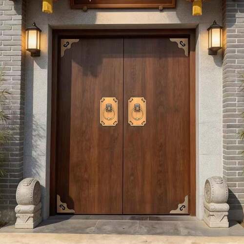 大门农村自建房别墅乡村庭院入户双门铸铝四开锌合金对开门铜门
