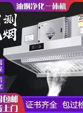 商用油烟净化一体机饭店厨房大吸力低空排放净化器餐饮不锈钢烟罩