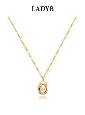 LADYB天然珍珠豌豆镀金吊坠简约