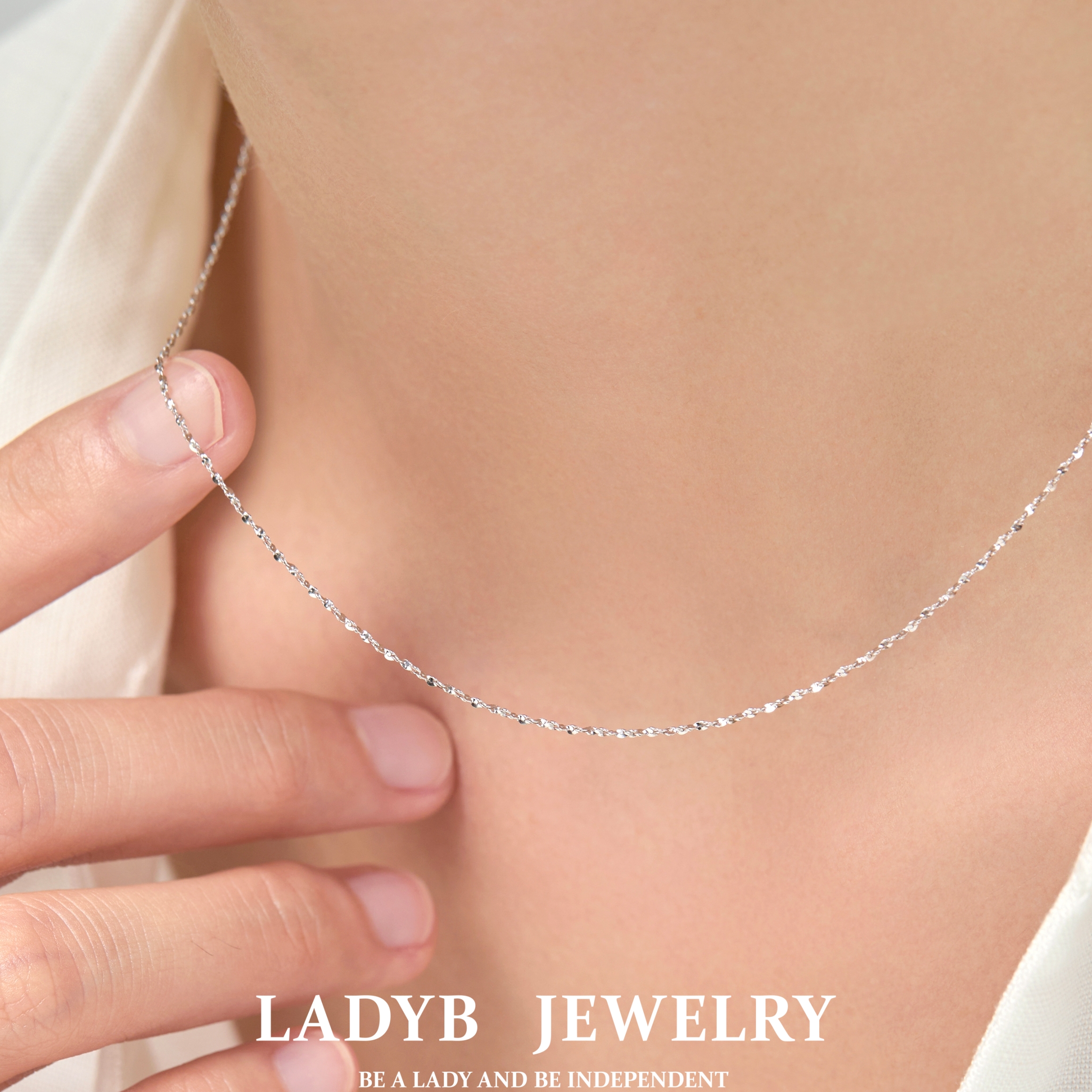 LADYB满天星链S925纯银素项链