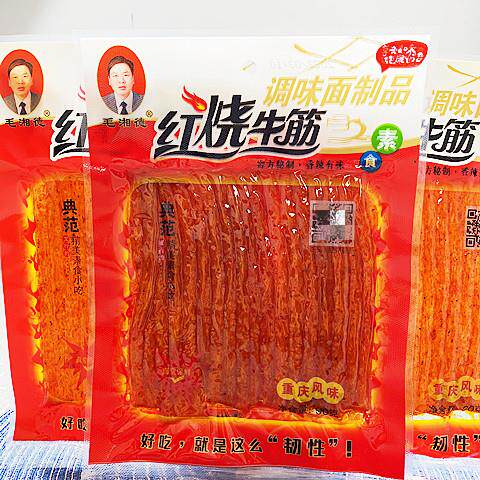 毛湘德红烧牛筋82克面 面筋制品素肉辣条片休闲 食品8090儿时零食