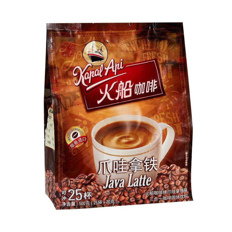 印尼进口kapal api火船咖啡爪哇拿铁原味特浓三合一速溶白咖啡粉