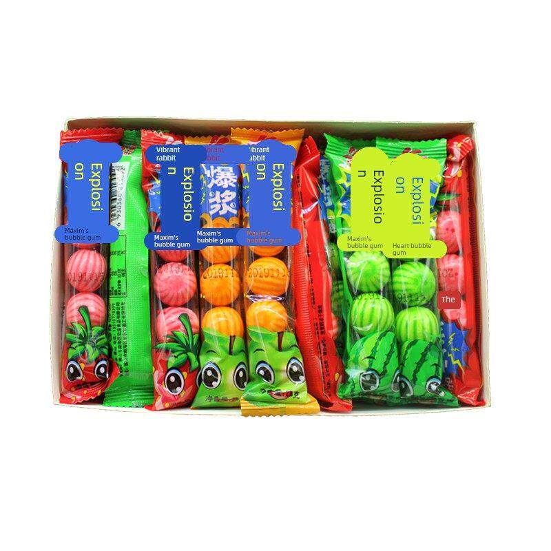 爆浆夹心泡泡糖西瓜香橙草莓味儿时回忆经典零食整盒30条包邮