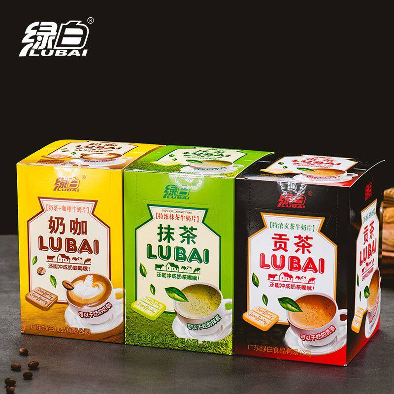 绿白干吃奶片贡茶抹茶味干吃奶茶片糖果办公室休闲食品学生小零食