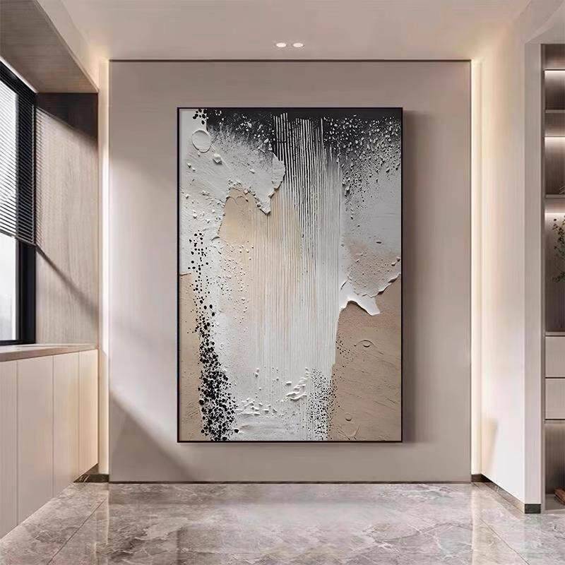 意式极简挂画海浪抽象肌理油画抽象客厅沙发落地画入户玄关装饰画