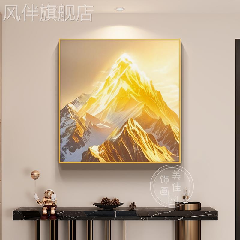 日照金山玄关入户装饰画新中式客厅餐厅背景挂画高级感卧室方形画图片
