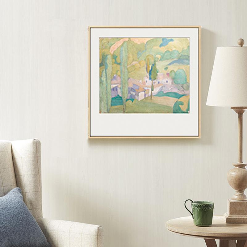 治愈系沙发背景墙画客厅正方形奶油系挂画日系原木风装饰画壁画图片
