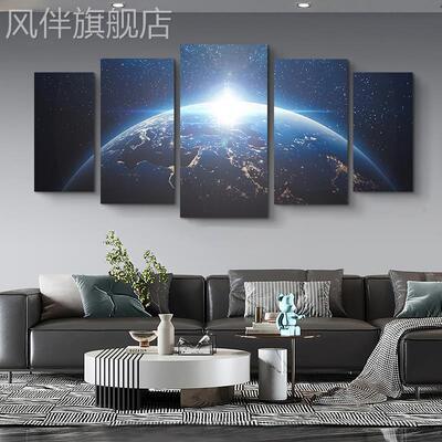 星空装饰画太空宇宙银河系客厅沙发背景挂画儿童房间卧室床头壁画