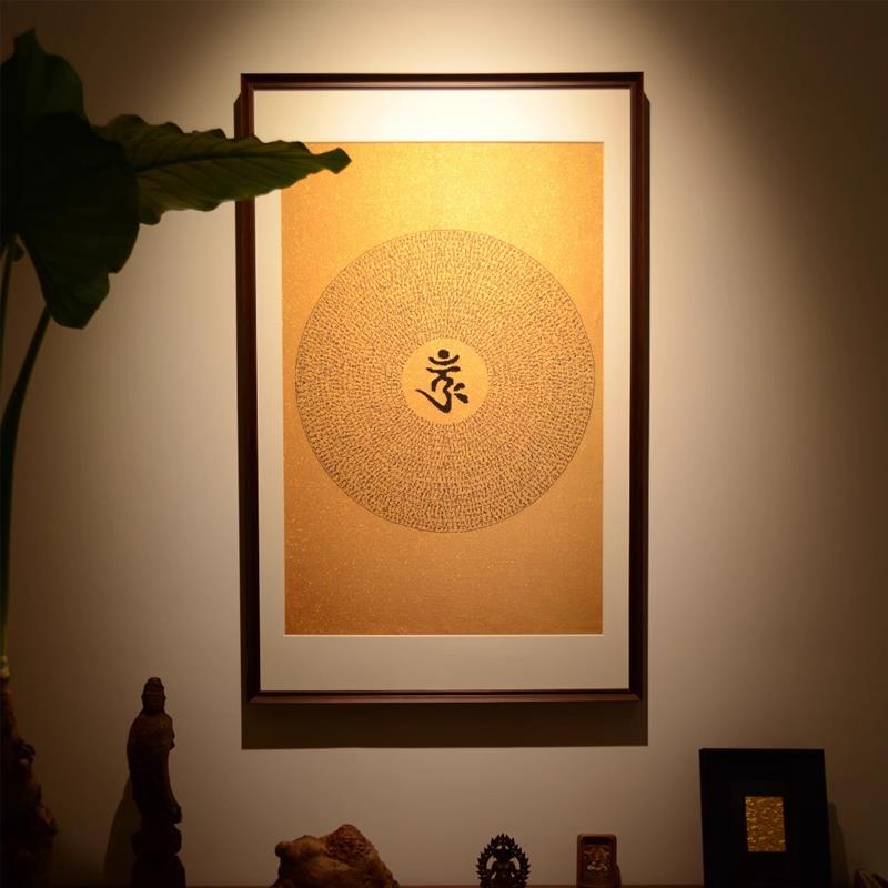 楞严咒西藏唐卡挂画客厅六字真言壁画佛堂背景墙画藏式心经装饰画