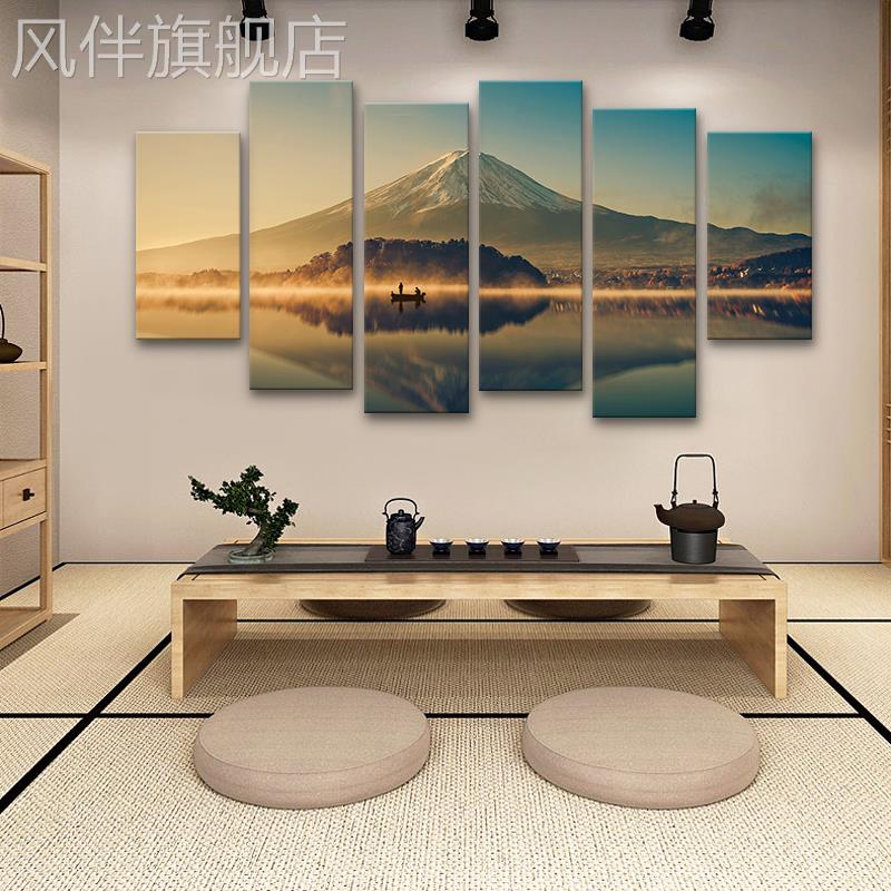 樱花富士山风景画客厅背景墙装饰画居酒屋烧鸟店壁画酒店日式挂画图片