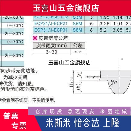 圆弧齿同步带 J-ECP11/12-S3M-60/100/150-87~4500 经济型/精密型
