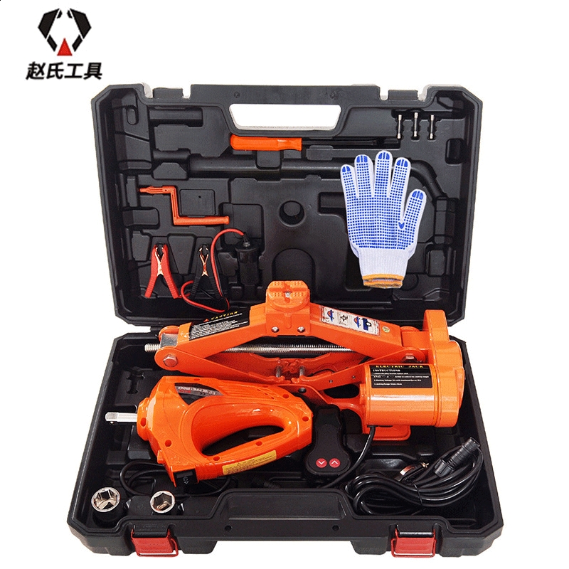 2T/3T桔色汽车电动千斤顶套装车载电动千斤顶电动扳手套装