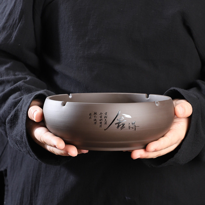 烟灰缸茶洗缸大号紫砂茶具配件家用茶渣器皿水盂小号笔洗激光定制