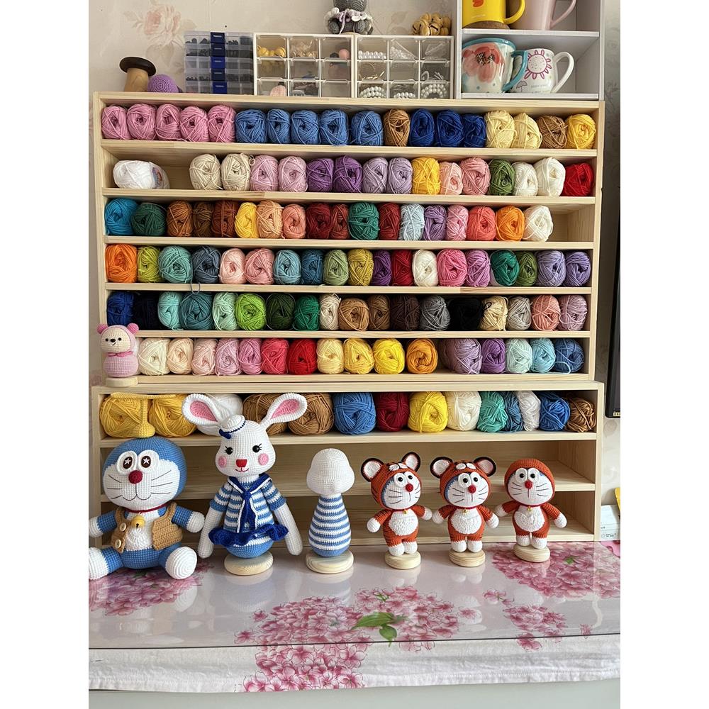 手工钩针编织毛线收纳架牛奶棉5股4股萌娃蜜糖线展示柜桌面置物柜
