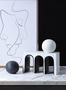 现代北欧创意几何陶瓷拱门艺术饰品家居样板房酒店会所饰品销售部