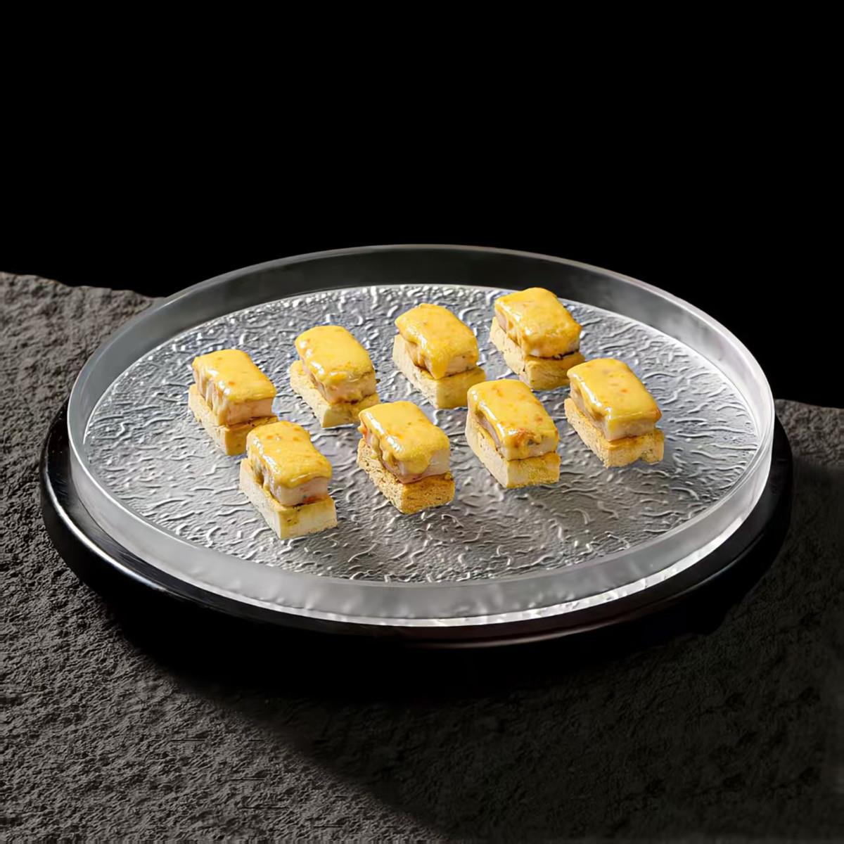 简约磨砂琉璃冰纹玻璃圆形平盘冰盘创意冷菜刺身火锅意境商用餐具