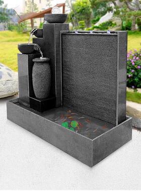 花岗岩水幕墙大型假山流水喷泉鱼池石雕摆件室内陈设园林庭院水景