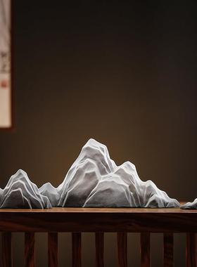 创意陶瓷假山摆件家居客厅沙盘微景观鱼缸造景装饰品书房台面笔架