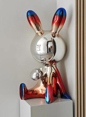 创意卡通星际兔电镀雕塑艺术摆件大号落地电视柜客厅玄关装饰品