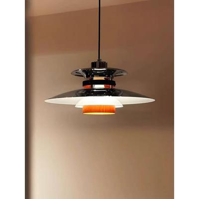 包豪斯新款胡桃木纹飞碟餐厅吊灯可移位轨道升降吧台摇臂覆古吊灯