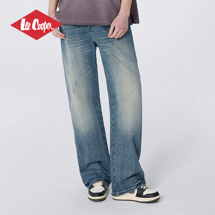 Lee Cooper/李库珀 复古牛仔裤男款25早春直筒宽松水洗阔腿长裤子