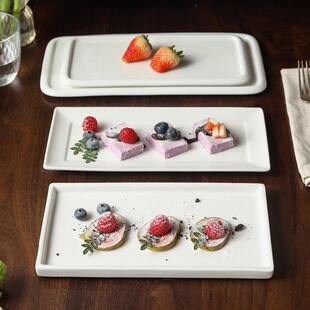 长条盘子陶瓷日式纯白西餐盘子长方形平盘寿司盘甜品盘商用餐具大