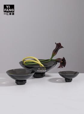 一匚 现代简约玻璃花器 样板间售楼处酒店餐厅洽谈区装饰品摆件