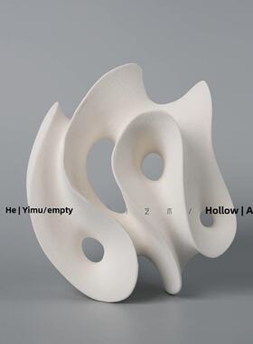 空气现代简单抽象曲线白色陶瓷雕塑样板房售楼处酒店艺术饰品