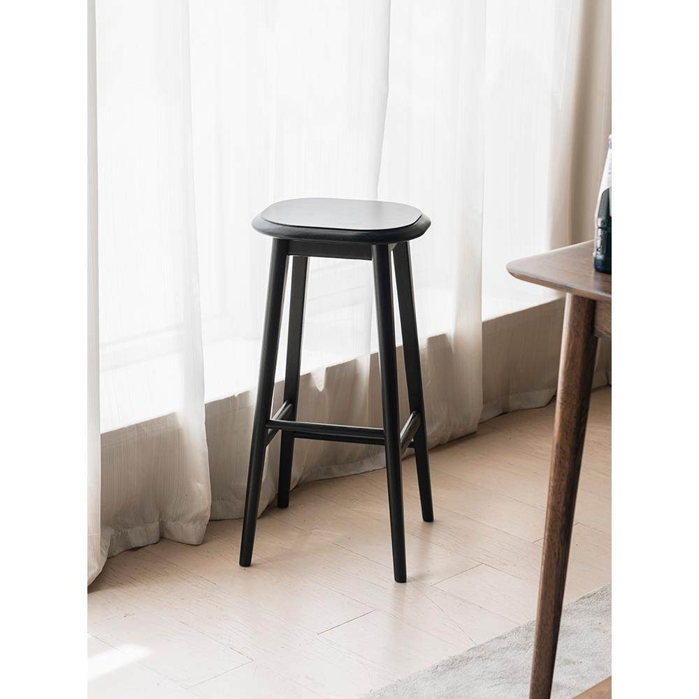 2025新款中古家用高脚实木覆古高级简约高椅子吧椅黑色高脚,住宅家具,家用高脚椅,淘宝优惠券,粉丝福利购,淘宝优惠卷