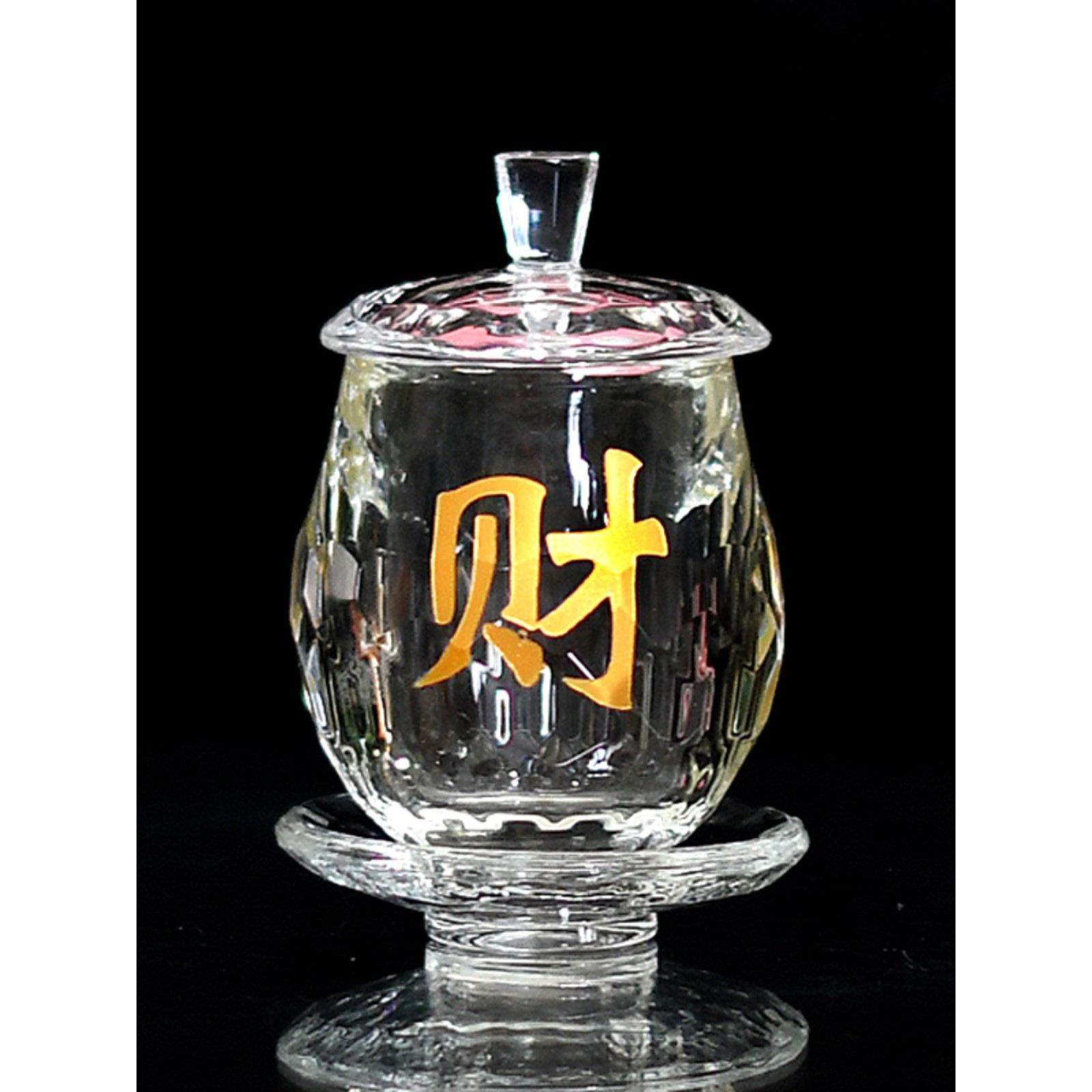 财字佛堂供水杯净水杯水晶莲花杯佛杯吉祥杯供佛家用大悲水圣水杯,家居饰品,装饰摆件,淘宝优惠券,粉丝福利购,淘宝优惠卷