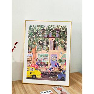 Galison春天街道拼图框架城市轻铝合金矩形1000件50.8*68.6框架