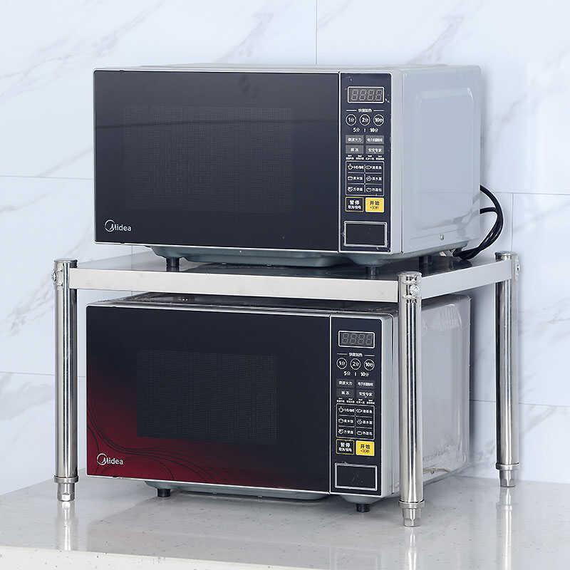 定制不锈钢厨房置物架单层台面加高架微波炉烤箱架1层电器调味罐