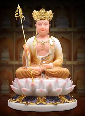 慈源阁白色大理石彩绘荷花观世音菩萨佛像观世音菩萨佛像饰品拜家