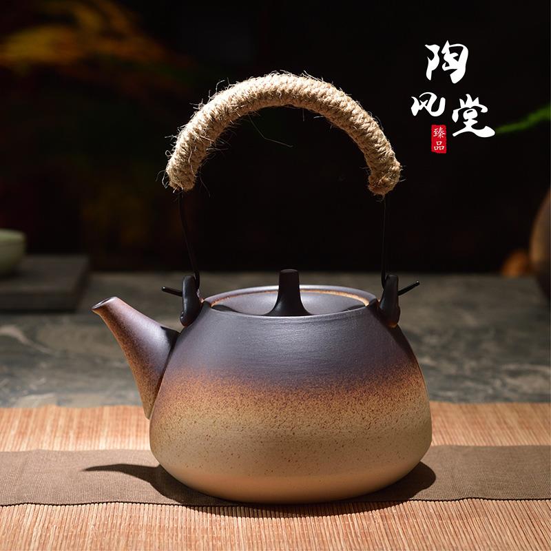 功夫茶炉粗陶煮茶壶侧把壶柴烧壶泡茶烧水壶三界电陶炉家用煮茶器