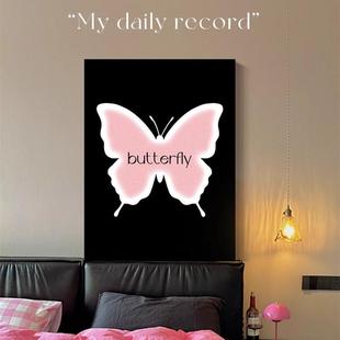 ins风蝴蝶客厅沙发背景墙挂画高级感简约创意卧室床头led灯装饰画